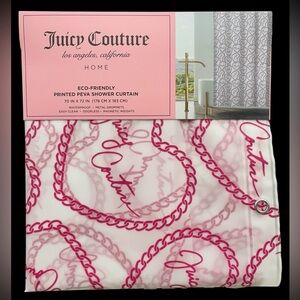 Juicy Couture Semi-Clear Shower Curtain Liner Pink Chain Hearts PEVA 70x72 NWT